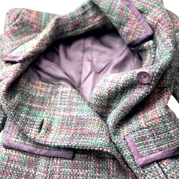 Apostrophe Blend Tweed Long Coat Gossip Girl Blair Waldorf Y2K size 2 xs Purple - Picture 4 of 6